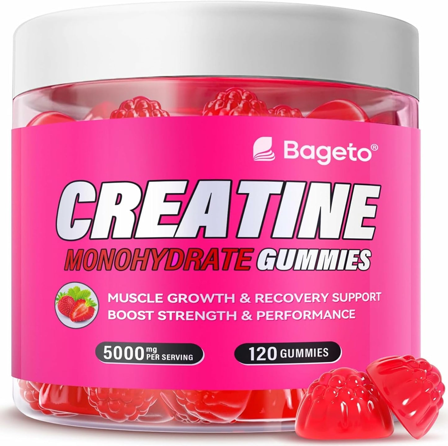 Creatine Gummies – Strawberry – 120 Count (5 g Each)