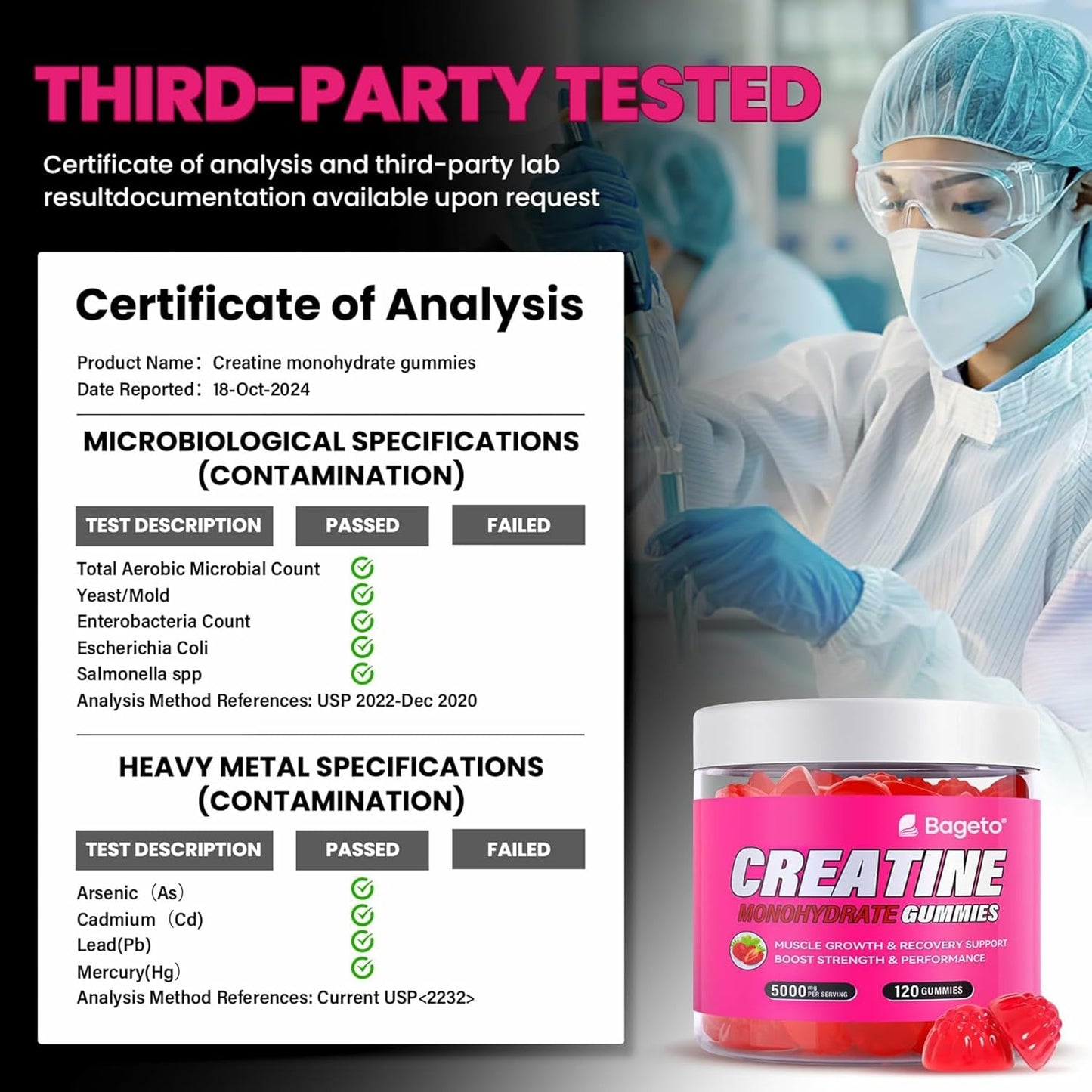 Creatine Gummies – Strawberry – 120 Count (5 g Each)