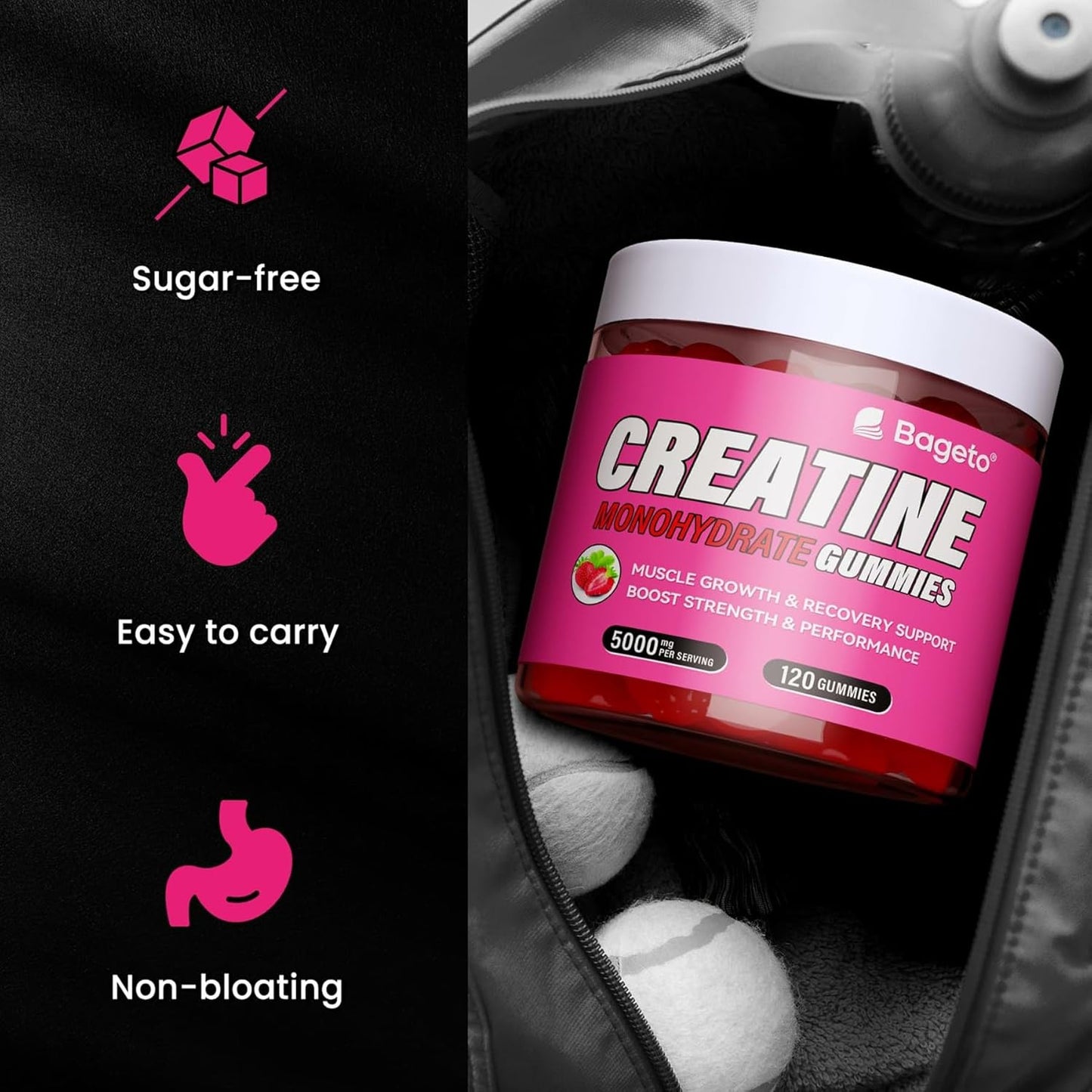 Creatine Gummies – Strawberry – 120 Count (5 g Each)