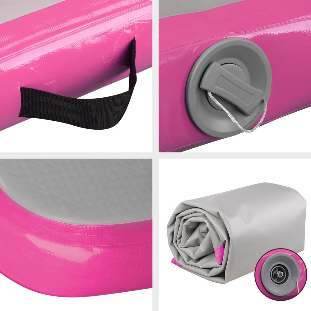 NNEDSZ 3m x 1m Air Track Mat Gymnastic Tumbling Pink and Grey
