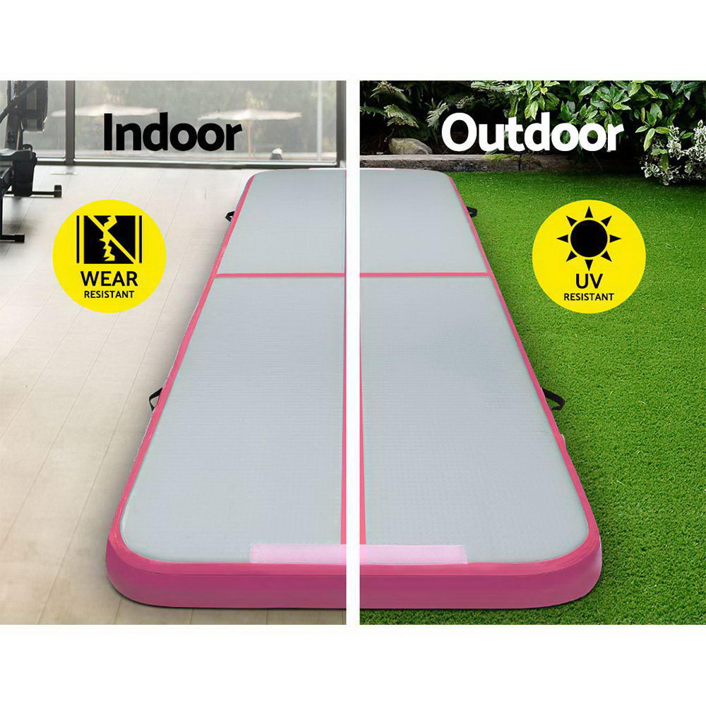 NNEDSZ 3m x 1m Air Track Mat Gymnastic Tumbling Pink and Grey