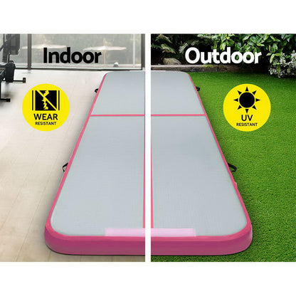 NNEDSZ 3m x 1m Air Track Mat Gymnastic Tumbling Pink and Grey