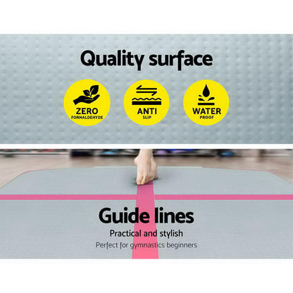 NNEDSZ 3m x 1m Air Track Mat Gymnastic Tumbling Pink and Grey