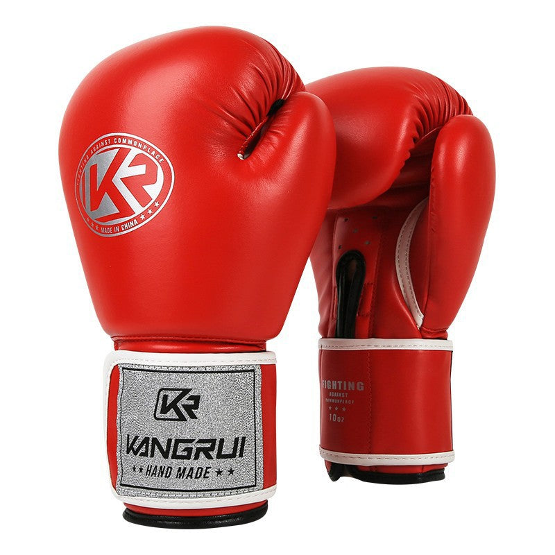 NNEDSZ Red And Silver Durable 8oz PU Leather Boxing Gloves - Padded & Ventilated for Training