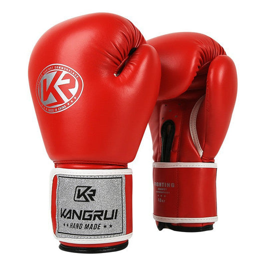NNEDSZ Red And Silver Durable 8oz PU Leather Boxing Gloves - Padded & Ventilated for Training