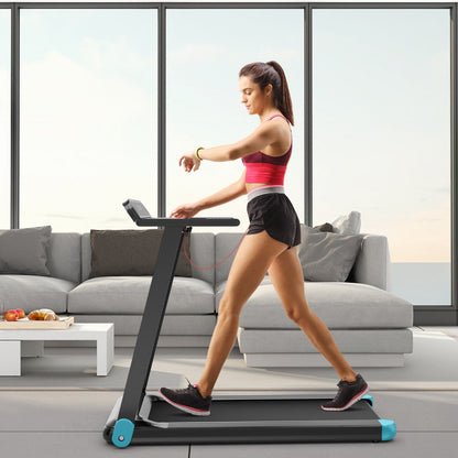 NNECW Folding Electric Treadmill with 12 Preset Programs for Home-Navy